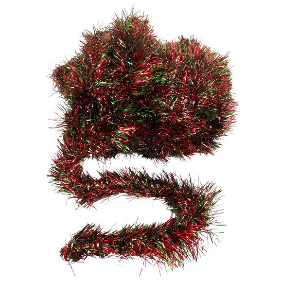 Vintage Red Green Feather Tinsel 47 Feet in 3 Sections Christmas Tree Wreath - Picture 1 of 6
